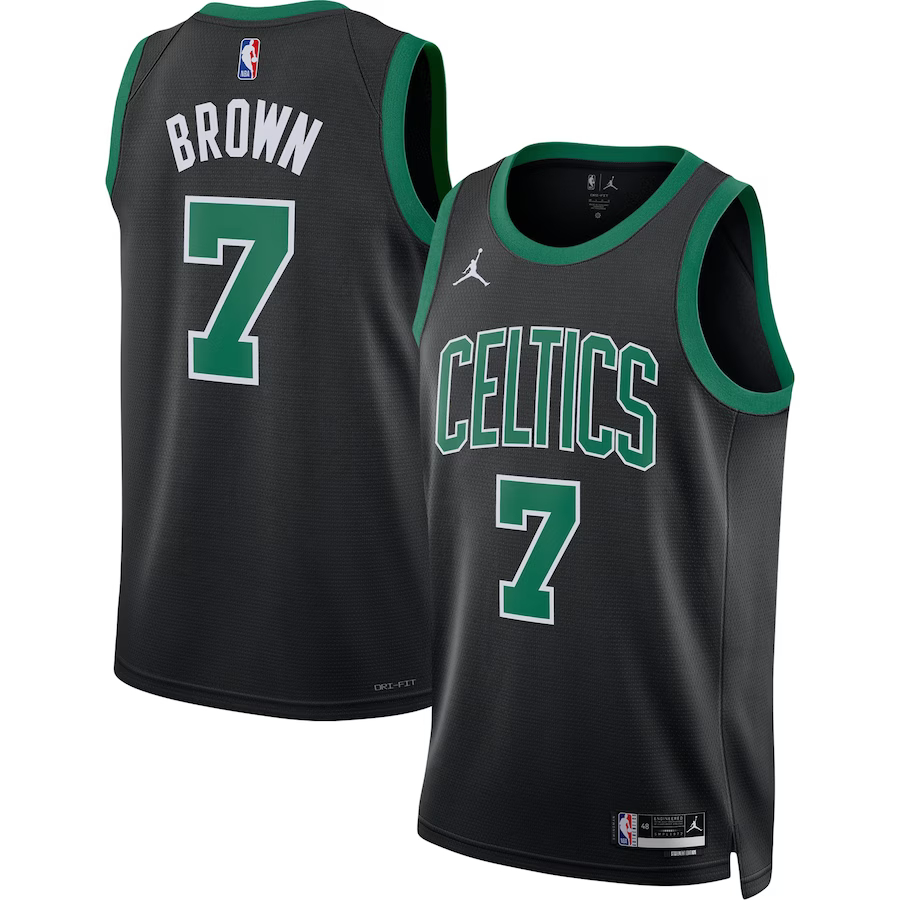 Men's Boston Celtics Jaylen Brown #7 Statement Editon 2023-2024 Black Swingman Jersey 2401KLWP